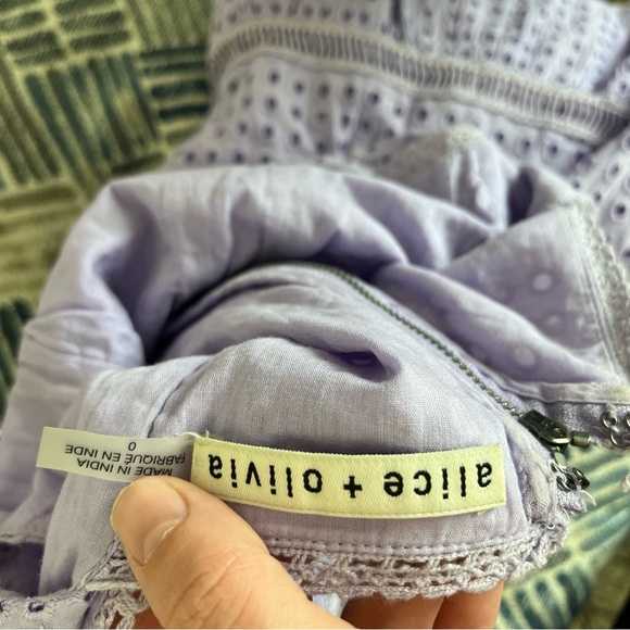 Alice + Olivia Dress Remada Eyelet Lavender Mini - Picture 14 of 14